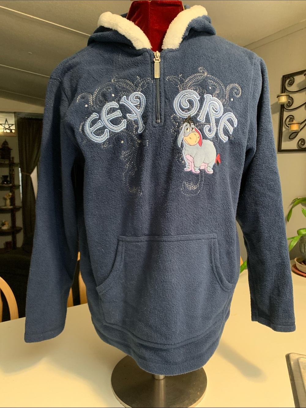 Disney Vintage Navy Eeyore Hooded Fleece Pullover
